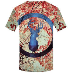 Deer T-shirt Men Forest T-shirts Graphic Animal T-shirts 3d Geometric Tshirts Cool Abstract Tshirt Printed Short Sleeve Hip hop - KYKU