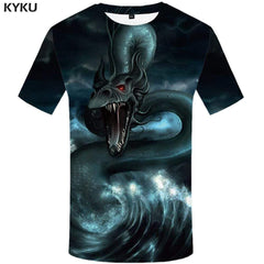 Dragon T shirt Men Wave Tshirts Print Animal Tshirt Anime Black T shirts Funny Sky T-shirt 3d Mens Clothing Short Sleeve Unisex - KYKU