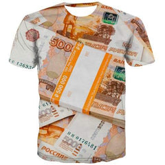 Russian Ruble T shirts Men Money T shirts Funny Russia Shirt Print Harajuku Tshirts Novelty Funny Tshirt Anime Short Sleeve - KYKU