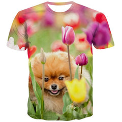 dog t shirts Puppy Cute animal top tee male art costume Casual big Smart dogs