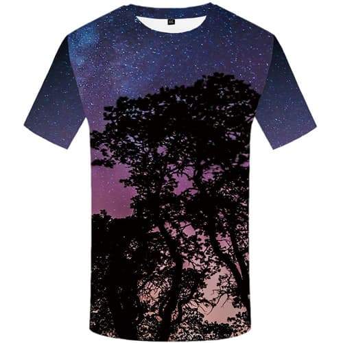 Tree T shirts Men Galaxy Tshirt Printed Space Tshirt Anime Colorful T shirts Funny Harajuku T-shirts Graphic Short Sleeve - KYKU