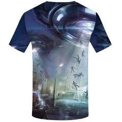 Alien T-shirt Men Ufo T-shirts Graphic Cartoon Shirt Print War T-shirts 3d Punk Tshirts Casual Short Sleeve Punk Rock Men/women - KYKU