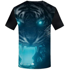 Tiger T shirts Men Animal Tshirt Anime Angry Tshirts Casual Black T-shirts Graphic Short Sleeve Hip hop Unisex New Slim Big Size - KYKU