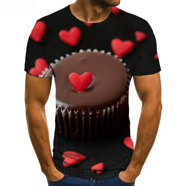 Love T-shirt Men Party Funny T shirts Food Tshirt Printed Chocolate Tshirts Casual