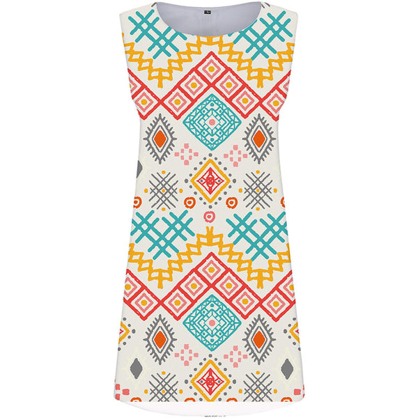 Graffiti Dress Women Art Sexy Vintage Short Colorful Party Geometric Vestido Sexy Womens Clothing Summer