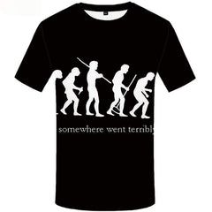 Character T shirts Men Evolution Tshirts Novelty Black Shirt Print Short Sleeve Hip hop Men/women Tee Top Slim O-Neck