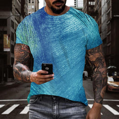blue gradient irregular texture shirt special texture tee shirt different Cool art costume men