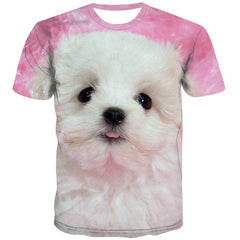 shirt Little White dog Puppy Cute Pets Funny 3D t shirt big Smart dogs Casual man art costume