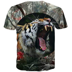Tiger T-shirt Men Animal Tshirt Anime Ferocious Tshirt Printed Halloween T-shirts Graphic Harajuku Tshirts Casual Short Sleeve - KYKU
