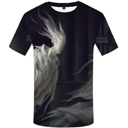 Halloween T shirts Men Spooky Tshirt Printed Ghost Shirt Print Party T-shirts Graphic Harajuku Tshirts Casual Short Sleeve - KYKU