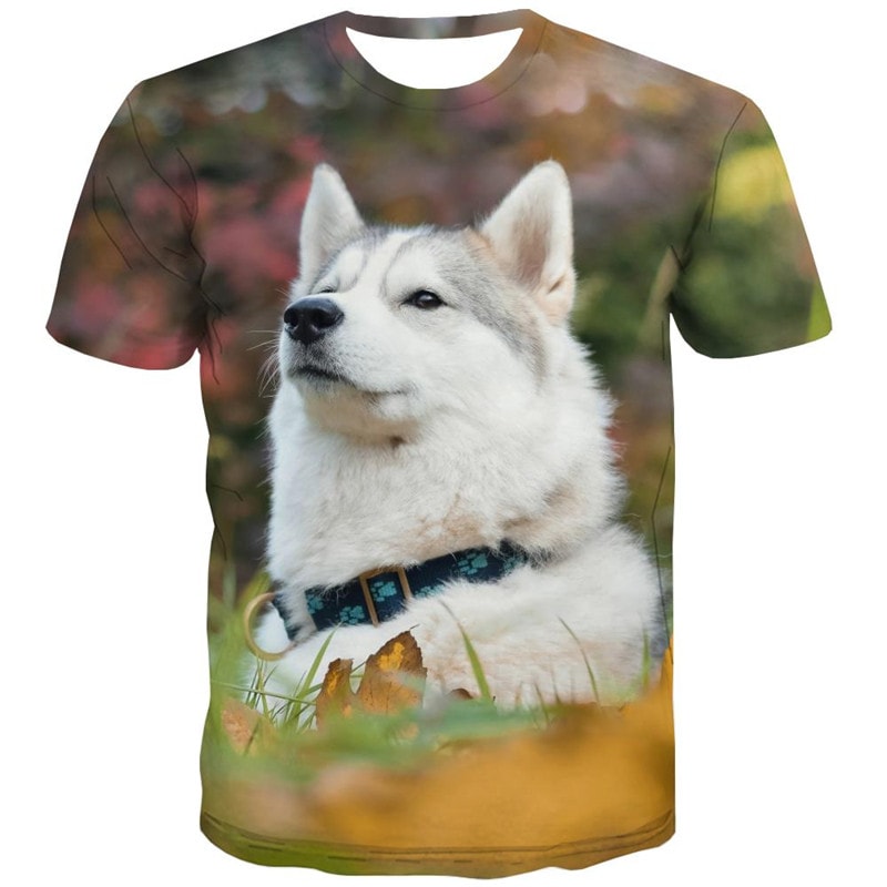 
t shirt Husky dog tee top Puppy Cute Pets big Smart Husky dogs art costume men Casual
                