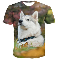 t shirt Husky dog tee top Puppy Cute Pets big Smart Husky dogs art costume men Casual