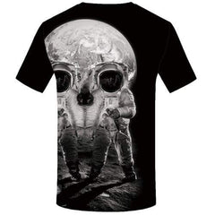 Skull T-shirt Men Astronaut Tshirts Cool Moon Tshirts Novelty Galaxy Space Tshirt Printed Black T shirts Funny Short Sleeve - KYKU