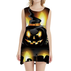 Halloween Dress Women Pumpkin Ladies Dresses Sexy Short Cosplay 3d Print Evening Party Womens Clothing Vintage