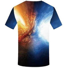 Flame T-shirt Men Yinyang Tshirts Cool Space T-shirts 3d Gothic Tshirts Novelty Abstract Tshirts Casual Short Sleeve Hip hop - KYKU