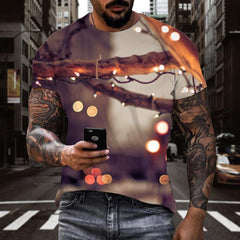 lanterns on tree tshirt Hip hop tshirt 3D festival Christmas art costume Cool men