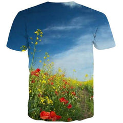 Flower T-shirt Men Cloud Tshirts Novelty Harajuku Shirt Print Colorful Tshirt Anime Leisure Tshirts Casual Short Sleeve - KYKU