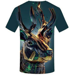 Deer T-shirt Men Metal Tshirt Anime Animal Tshirts Casual Mechanical Tshirt Printed Harajuku T-shirts Graphic Short Sleeve - KYKU