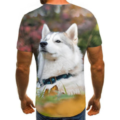 t shirt Husky dog tee top Puppy Cute Pets big Smart Husky dogs art costume men Casual