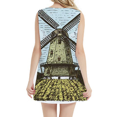 Windmill Dress Women Geometric Boho Netherlands Party Mechanical Beach Vintage Ladies Dresses Womens Clothing Tassel
