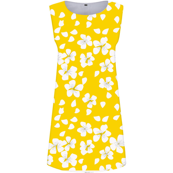 Flower Dress Women Harajuku Sexy Art Vestido Sexy Graffiti Korean Style Yellow 3d Print Womens Clothing Elegant