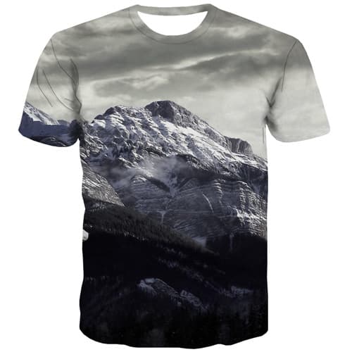 Mountain T-shirt Men Gray T-shirts 3d Harajuku Tshirts Casual Gothic Tshirt Printed Short Sleeve Punk Rock Men Tee O-neck O-Neck - KYKU