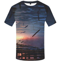 Space Galaxy T-shirt Men Nebula Tshirt Printed Reflection Tshirts Cool Harajuku T shirts Funny Short Sleeve Hip hop Men/women - KYKU
