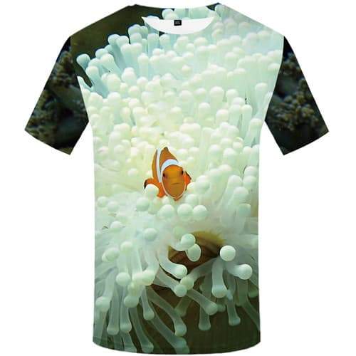 Fish T-shirt Men Fishinger Tshirt Printed Animal T-shirts Graphic Tropical Tshirts Cool White T-shirts 3d Short Sleeve summer - KYKU