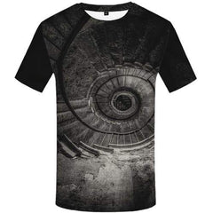 Psychedelic T-shirt Men Dizziness T-shirts Graphic Gray Tshirt Printed Black Hole Tshirts Novelty Eye Shirt Print Short Sleeve - KYKU