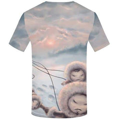 Northern Lights T-shirt Men Aurora Tshirts Casual Colorful T shirts Funny Animal Tshirts Cool Art Tshirts Novelty Short Sleeve - KYKU