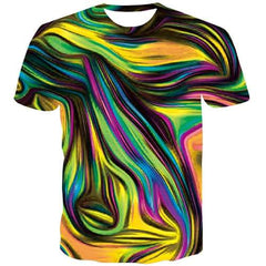 Yellow T shirts Men Stripe T-shirts Graphic Graphic Tshirt Printed Line Tshirts Cool Short Sleeve Hip hop Men women Tops O-neck - KYKU