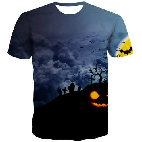 Halloween T-shirt Men Moon Tshirts Cool Pumpkin Tshirt Printed Bat Tshirts Novelty Hip Hop T-shirts Graphic Short Sleeve Hip hop - KYKU