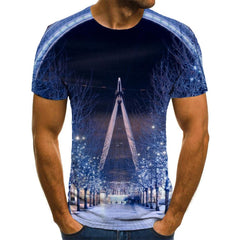 Ferris wheel street lights shirts top tee festival men Cool art costume Christmas