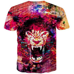 Tiger T-shirt Men Animal Tshirt Anime Graffiti T-shirts Graphic Art Tshirts Novelty Colorful T shirts Funny Short Sleeve Hip hop - KYKU