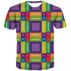 Psychedelic T-shirt Men Cartoon T shirts Funny Geometric Tshirts Novelty Colorful T-shirts 3d Harajuku Shirt Print Short Sleeve - KYKU